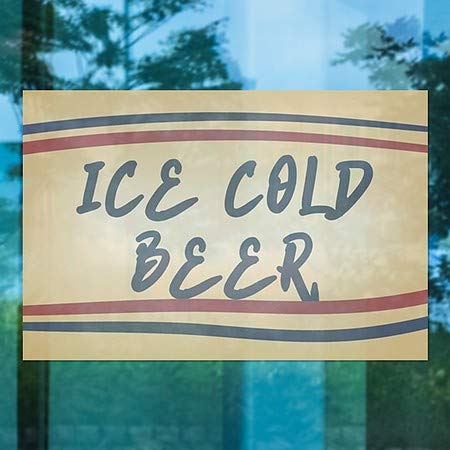 CGSignLab | בירה קרה קרח -פסי נוסטלגיה נצמד חלון | 36 x24